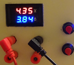1.c. Current source set on maximum current source. The showing voltage is the voltage drop on the current meter.